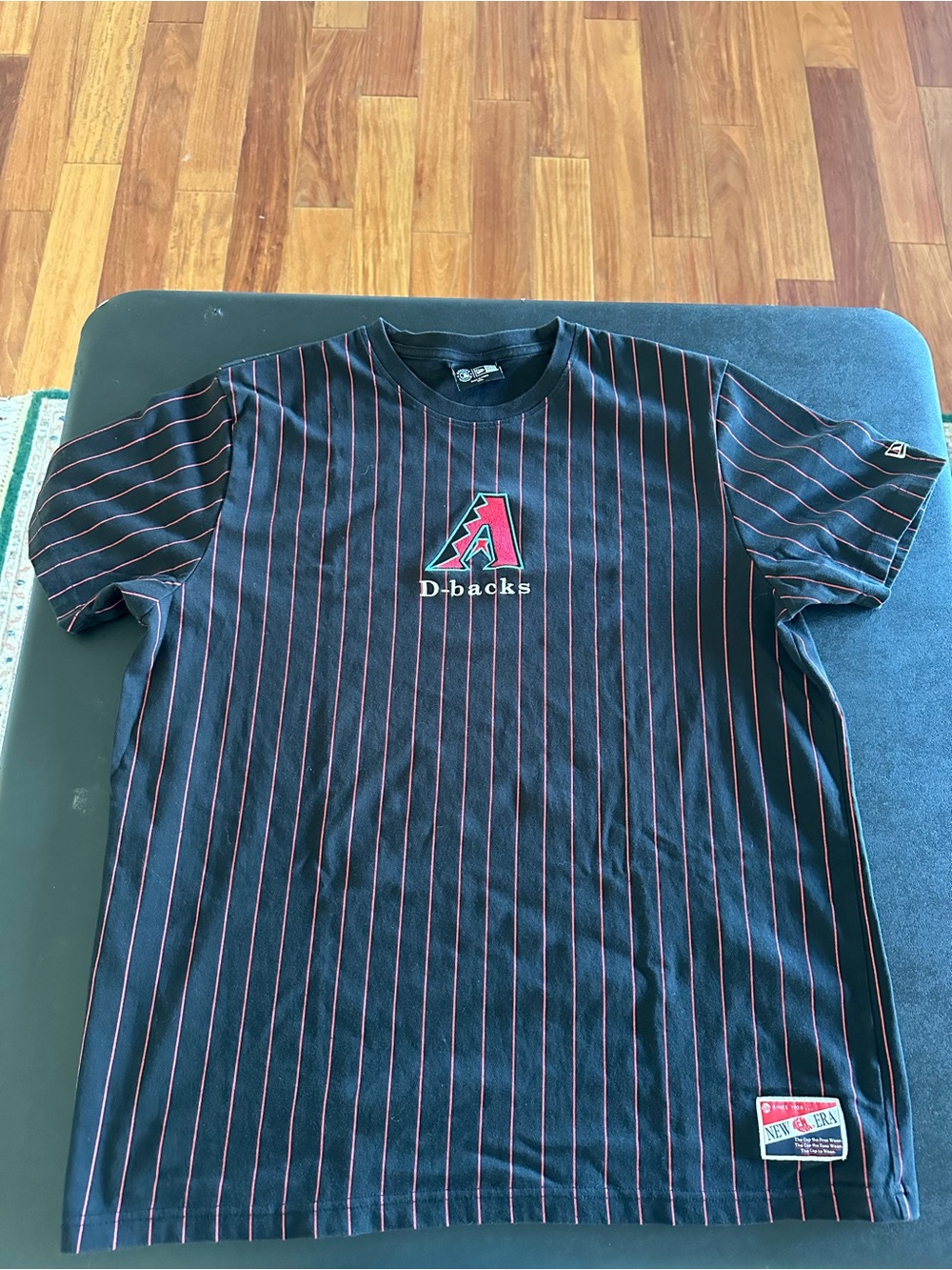 New Era Arizona Diamondbacks Black Pinstripe Logo Tee Mens 2XL